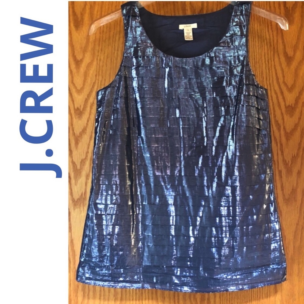 J.CREW Metallic Pleated Tiered Tank 0